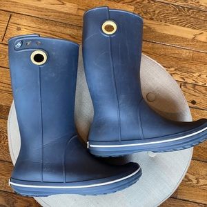 CROCS Women's Navy Blue Rain Boots Size 9